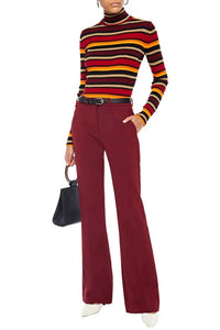 Victoria Beckham - Striped Ribbed Wool Blend Turtleneck Sweater