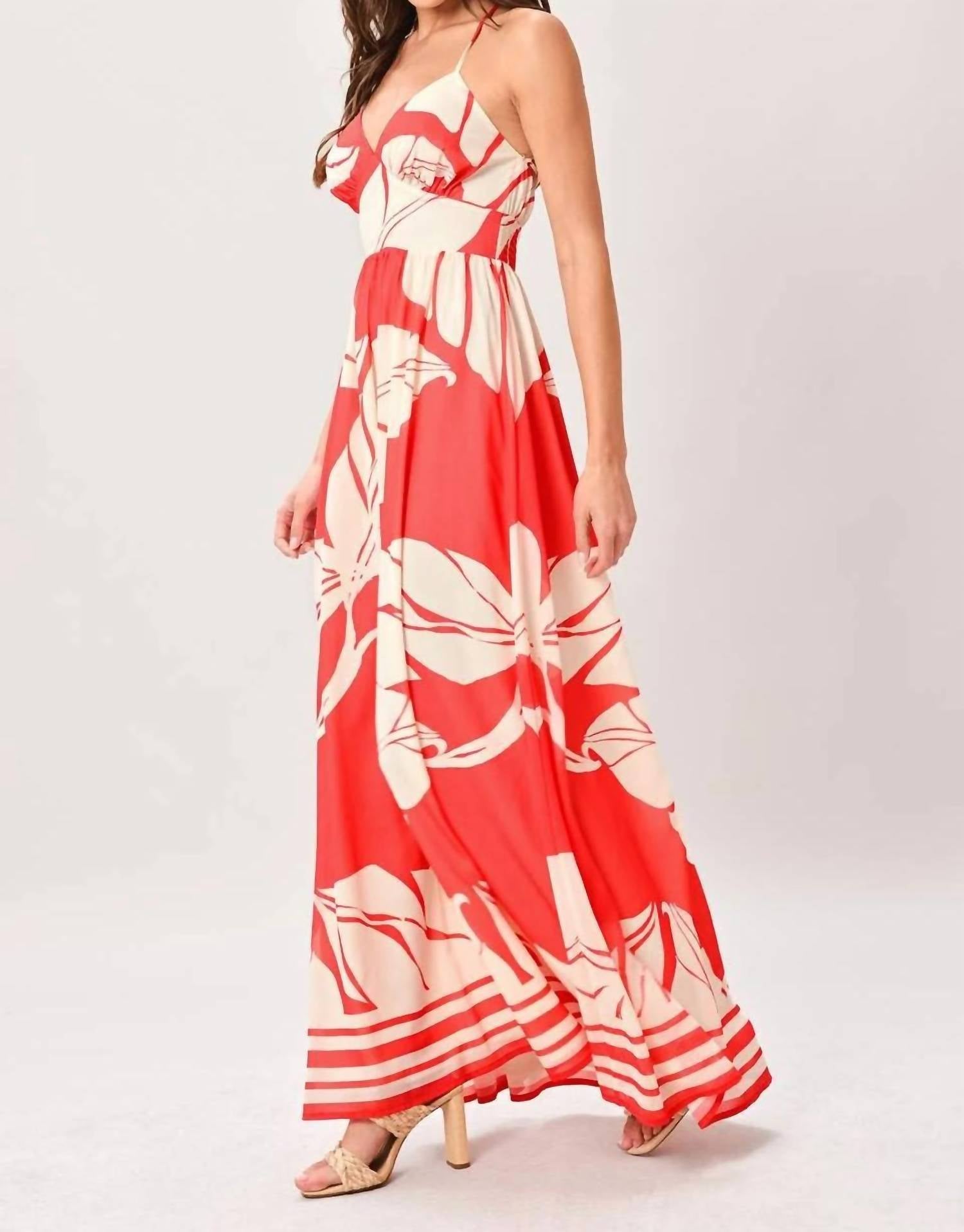 Flying Tomato - Printed Woven Maxi Dress