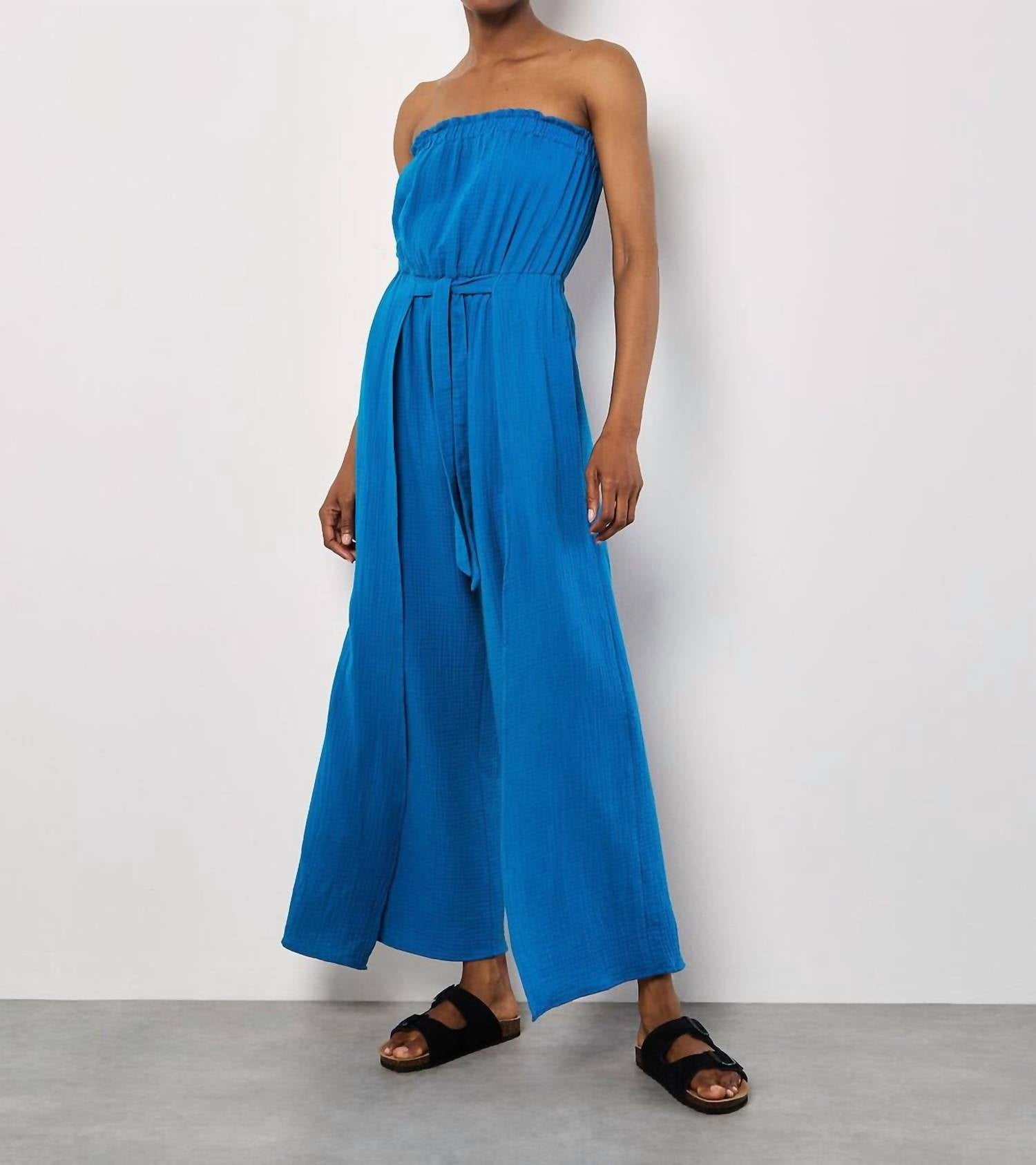 Apricot - Cotton Wrap Bandeau Jumpsuit