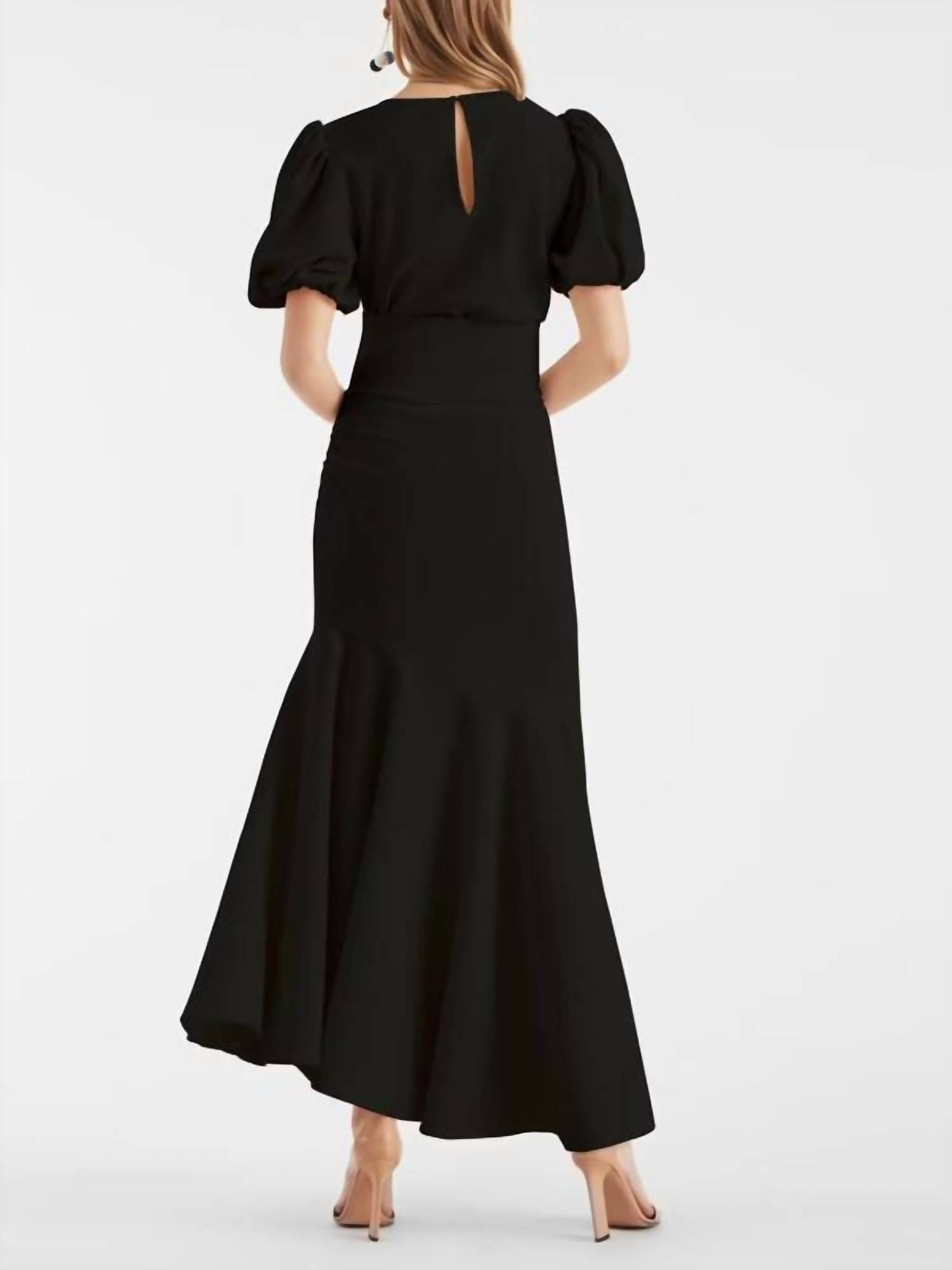 SACHIN & BABI Camila Puff Sleeve Mermaid Dress in black - women's dress - detail view