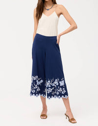 Johnny Was ADDELINE KNIT CULOTTE PANT in navy - women's pants