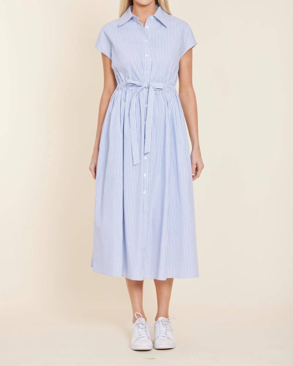 Dolce Cabo - Poplin Belted Shirt Midi Dress