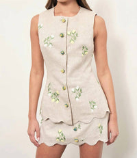 Maude Club - Willow Linen Scalloped Vest Top