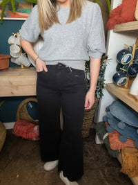 Flying Monkey - High Rise Raw Crop Wide Leg Jean