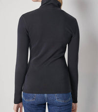 Lilla P Long Sleeve Turtleneck Tee in black 2 - women's long sleeve top - detail view