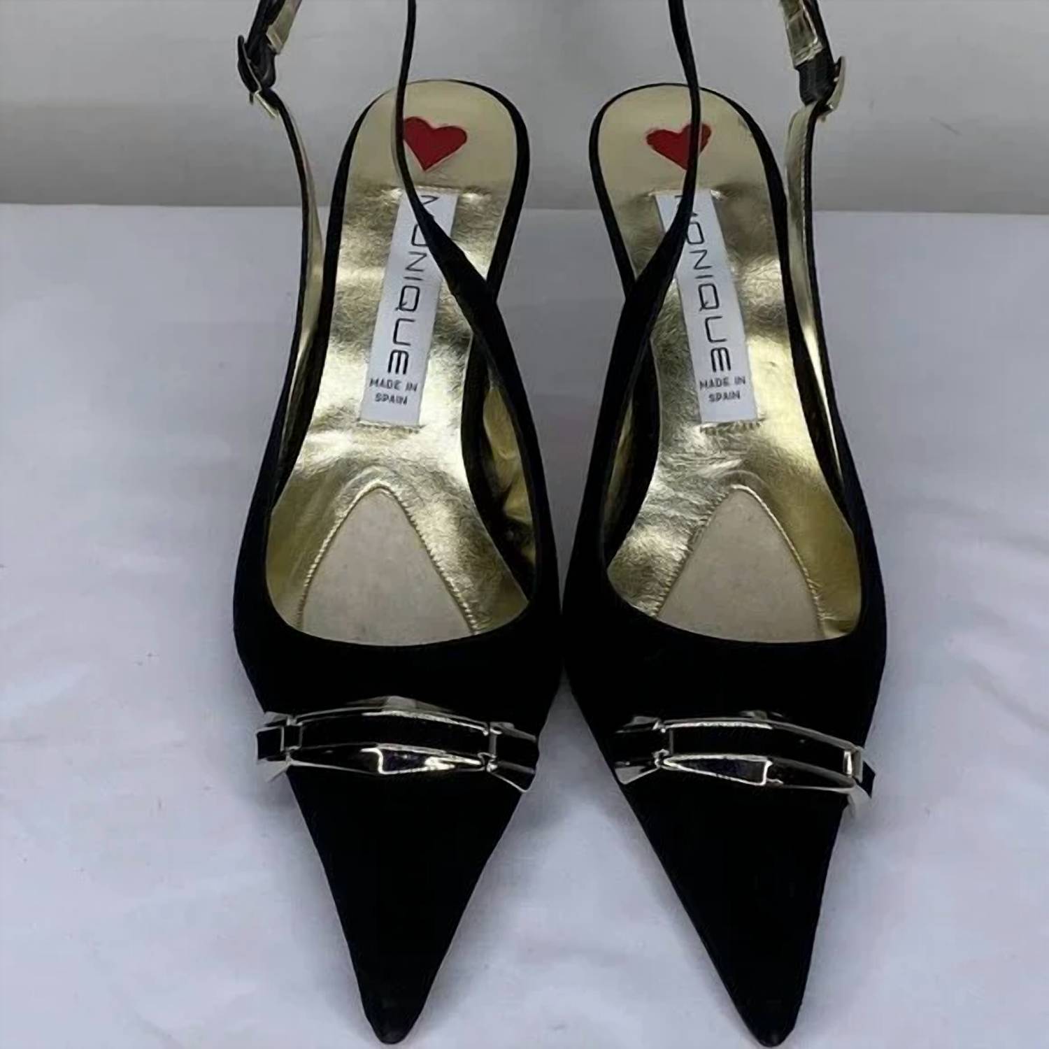 Monique Lhuillier Women's Suede Slingback Pointed Toe High-heel Pumps in black red - women's heels - alternate view