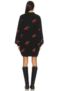Callahan Cherry Sweater Dress in black - women's dress - detail view