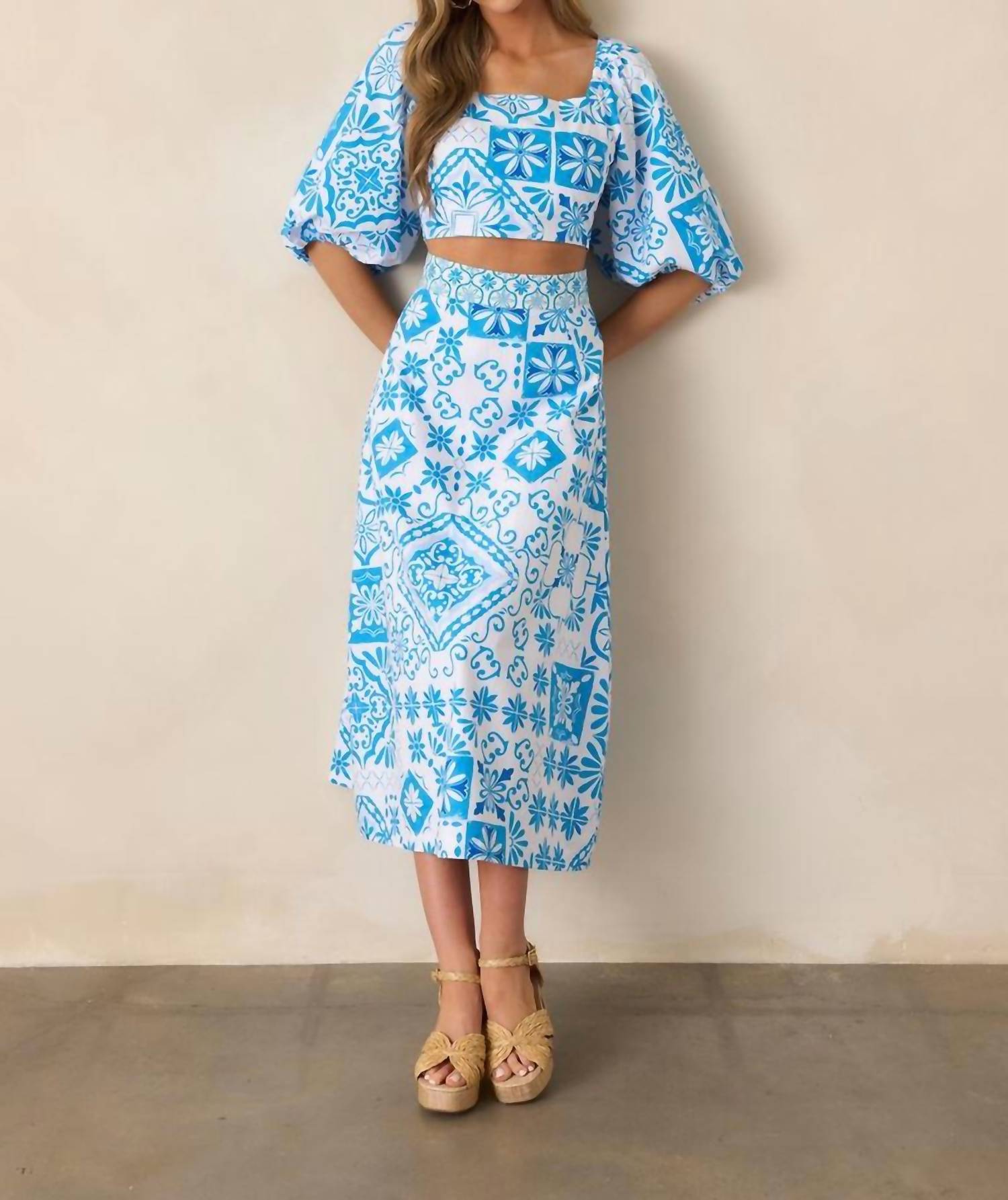 Prosperina Presley Hemmingway Skirt Set in blue - women's skirt