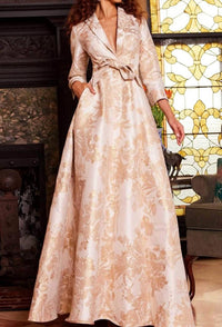 Jovani - Quarter Sleeve Printed Formal Dress