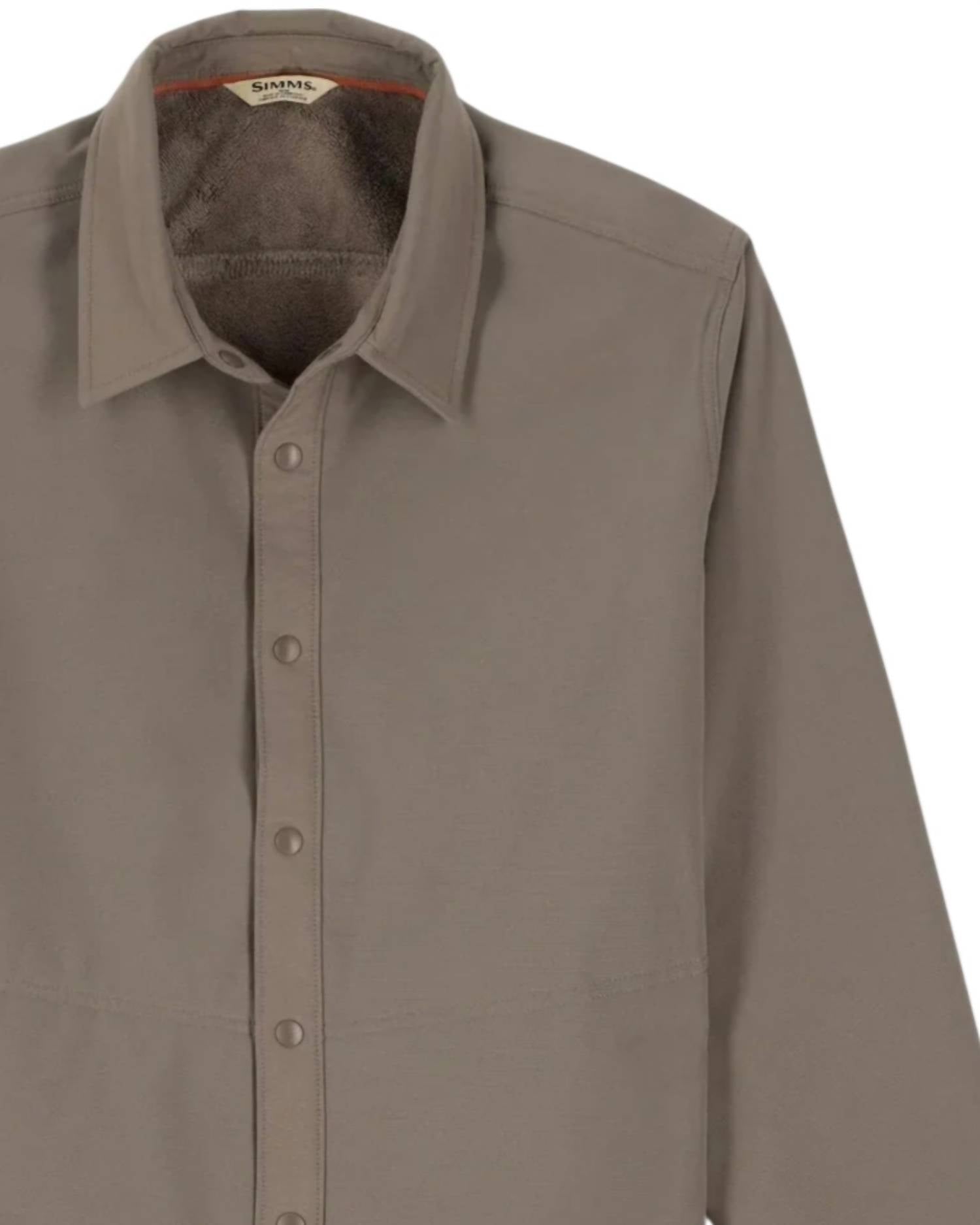 SIMMS Men's Harbor Shacket in willow - men's jacket - detail view