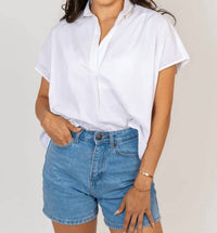 Karlie - Poplin Collar V-neck Top