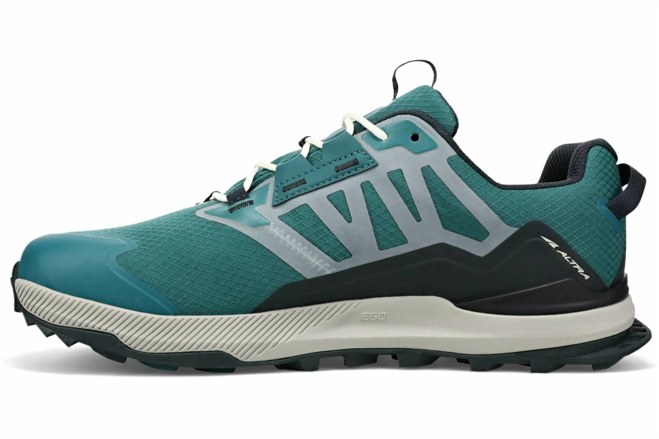 ALTRA Men's Lone Peak Low All Weather Trail Running Shoes in deep teal - men's shoe - detail view