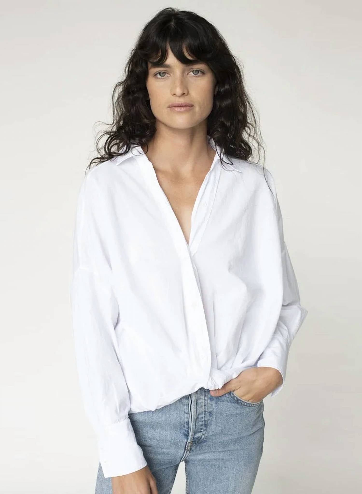Stateside - Poplin Long Sleeve Front Twist Shirt