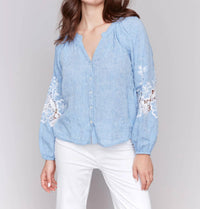 Charlie B - Embroidered Raglan Blouse