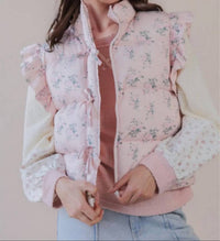 Very J - Floral Puffy Vest With Bows