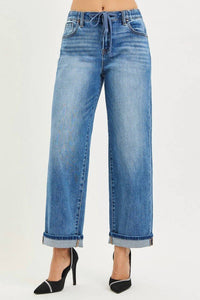 Risen - Elastic Waist Slouchy Boyfriend Jeans