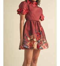 Eb Luxe - 3d Flower Print Mini Dress