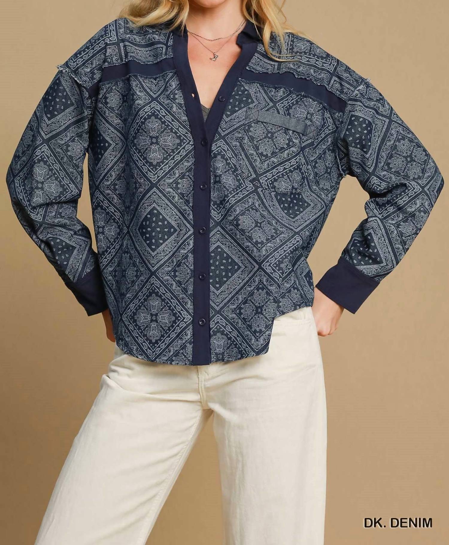 Umgee - Paisley Print Shirt Jacket
