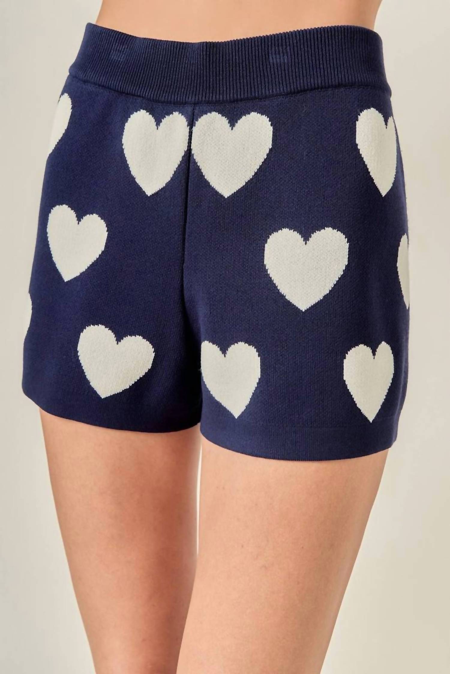 English Factory - Heart Patterned Knit Shorts