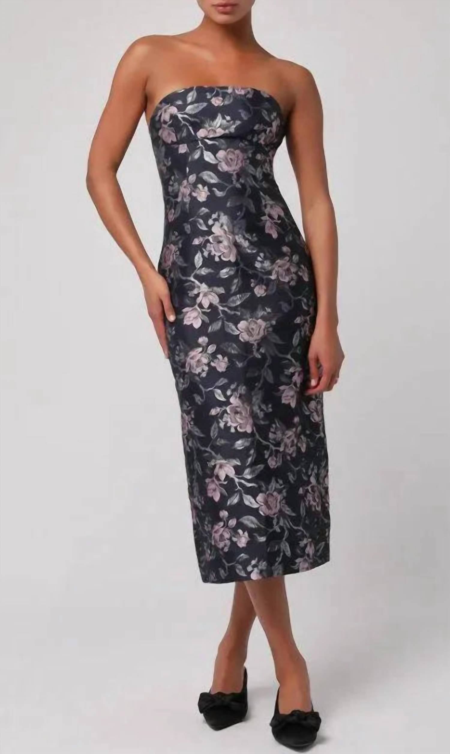 Lulus - Perla Jacquard Strapless Midi Dress