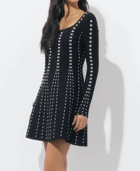 Adelyn Rae - Kira Squareneck Stripe Sweater Mini Dress