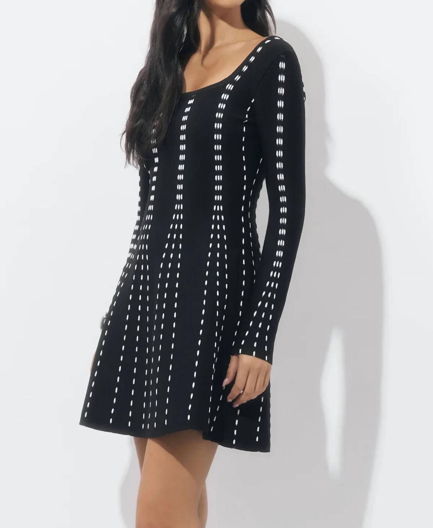 Adelyn Rae - Kira Squareneck Stripe Sweater Mini Dress