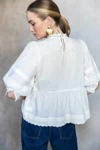 Before You - Eyelet Balloon Sleeve Blouse