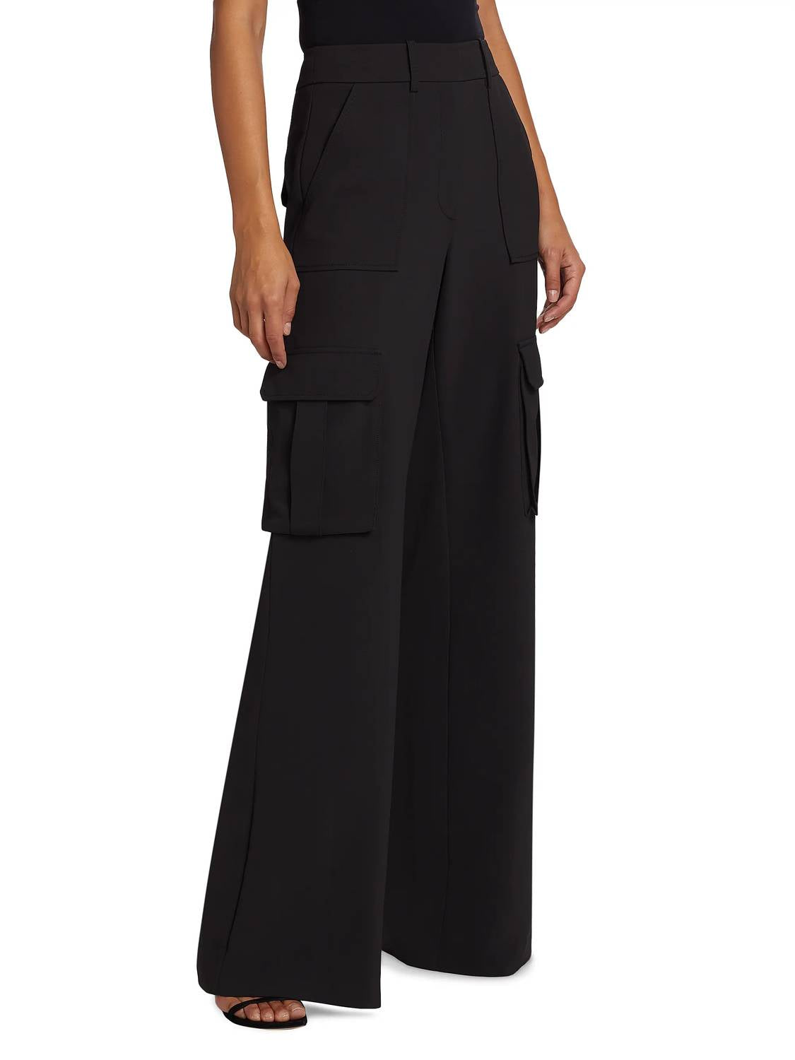Veronica Beard Pre-loved Saul Cargo Pants in black - women's pants - detail view