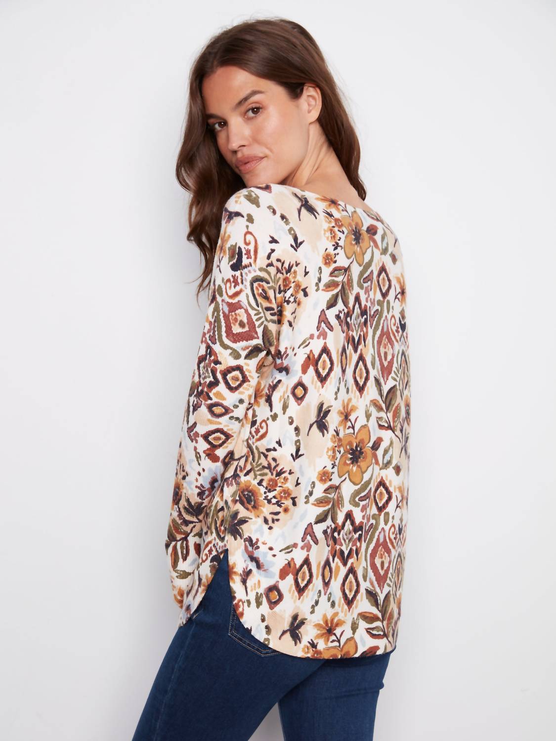 Charlie B - Long Sleeve Boat Neck Top