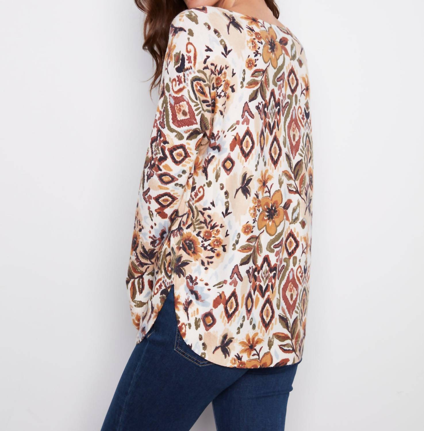 Charlie B - Long Sleeve Boat Neck Top