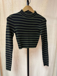 Blu Pepper - Women's Striped Mock Neck Sweater
