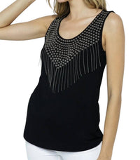 Vocal Apparel - Studded Tank Top With Fringes