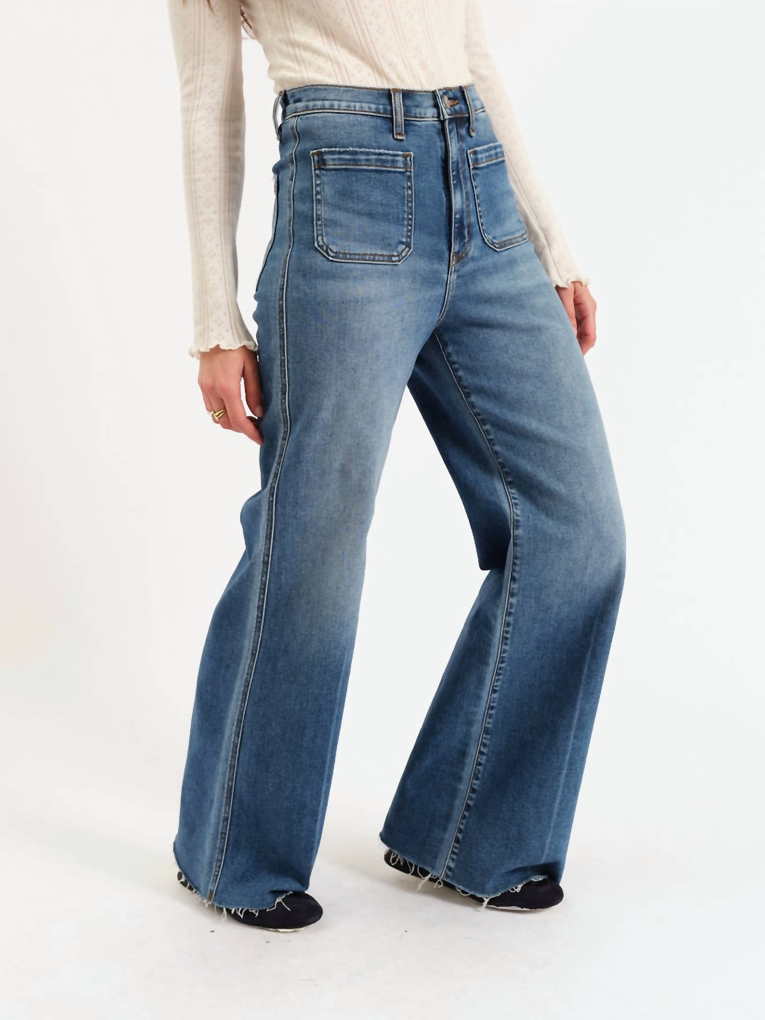 DAZE Far Out High Rise Wide Leg Jeans in vintage city - women's jeans - alternate view