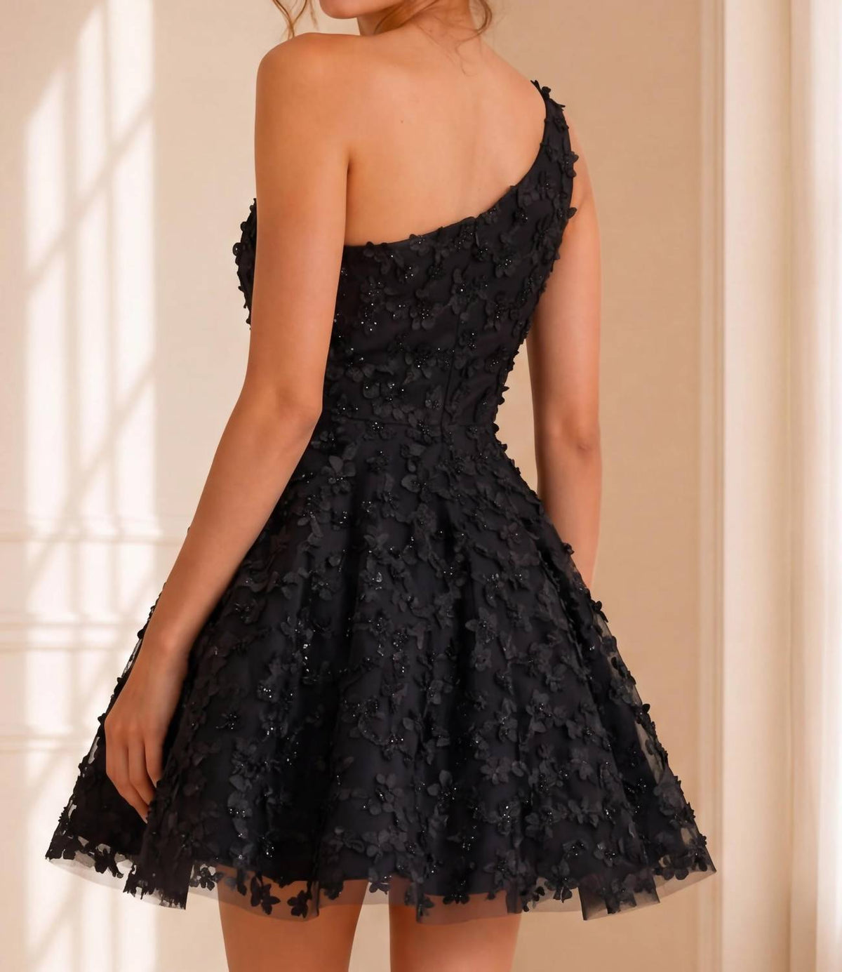 Jovani - One Shoulder Fit And Flare Dress