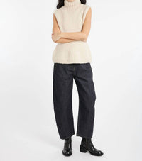 LAUREN MANOOGIAN Handknit Peplum Shell Vest in alabaster - women's jacket