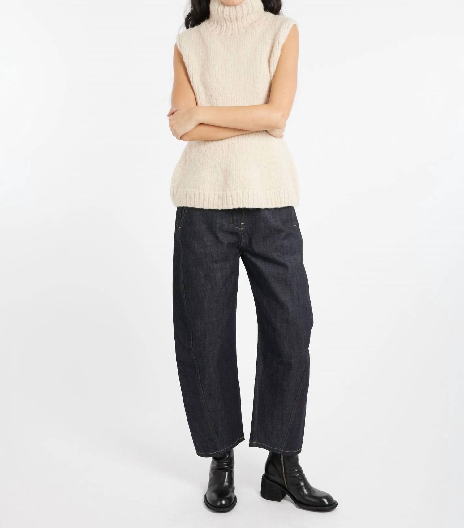 LAUREN MANOOGIAN Handknit Peplum Shell Vest in alabaster - women's jacket