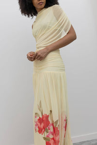 Collective - Lemon Floral Hem Draped Maxi Dress