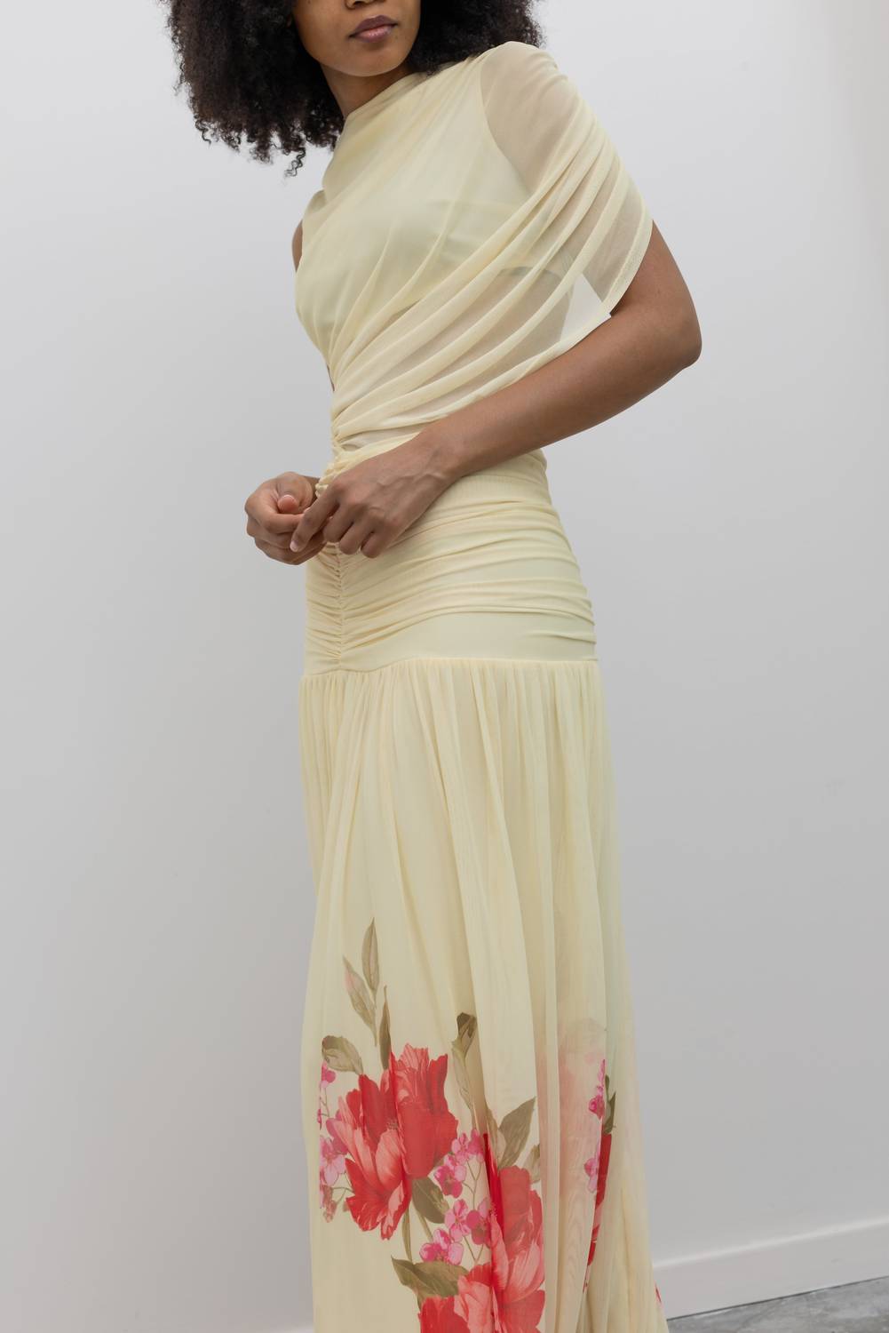 Collective - Lemon Floral Hem Draped Maxi Dress