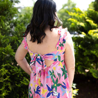 First Love - Floral Print Tie-back Sleeveless Maxi Dress