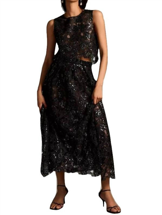 Eva Franco - Embroidered Lace Shine Maxi Skirt