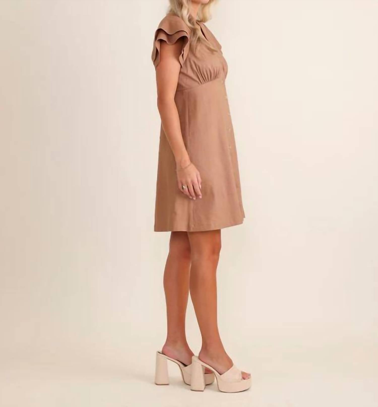 S'edge Bennet Mini Dress in dune - women's dress - detail view