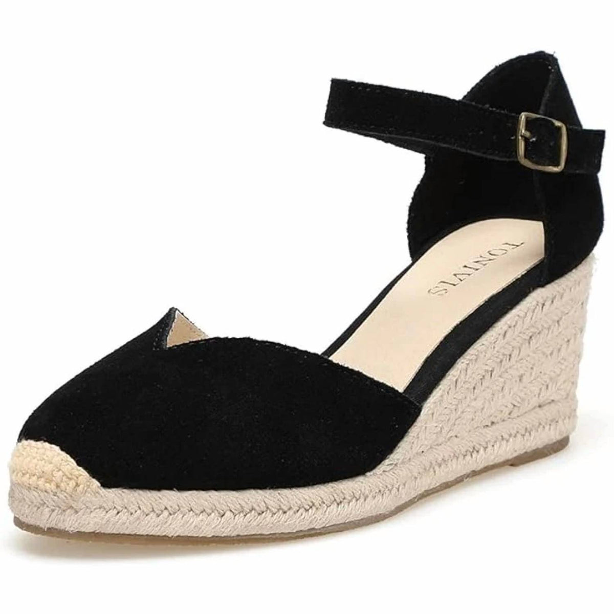 Tonivis - Women's Wedge Espadrille Ankle Strap Sandals