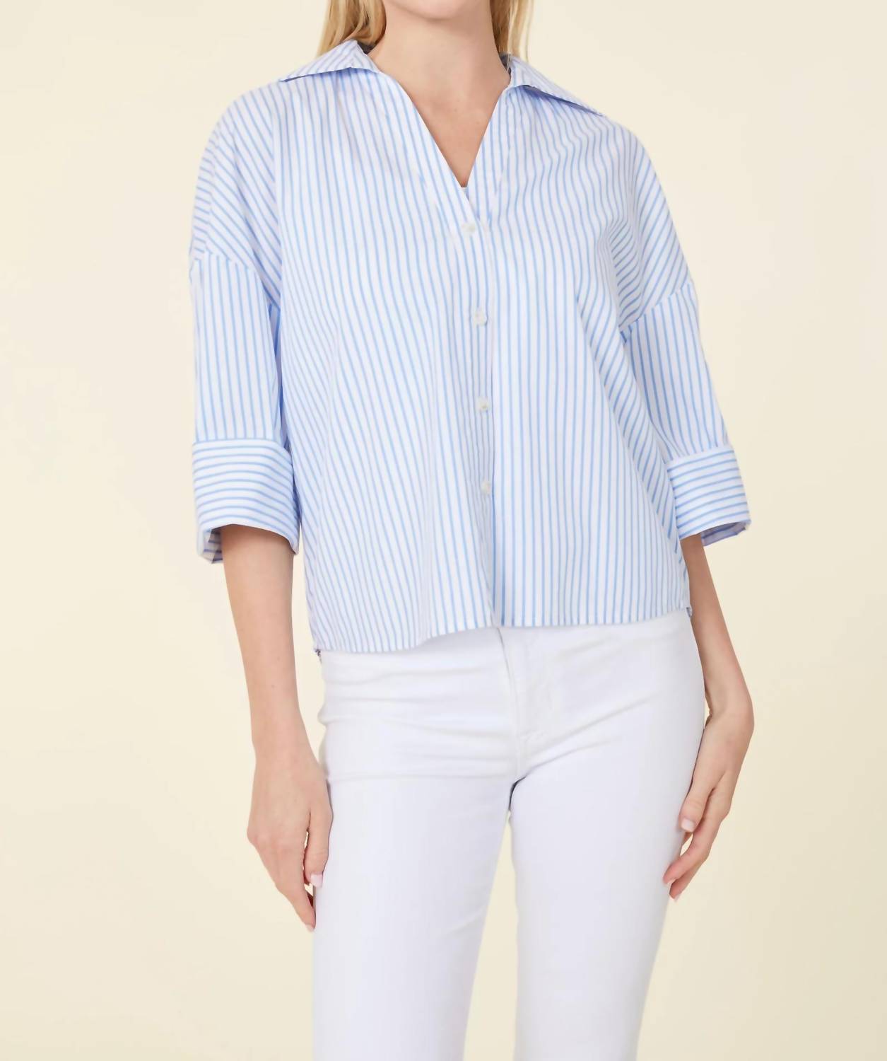 Dolce Cabo - Three Quarter Sleeve Stripe Shirt