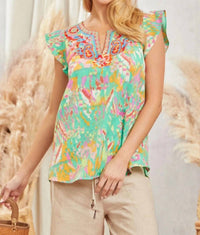 Andree By Unit - Fluttering Charm Split-neck Top