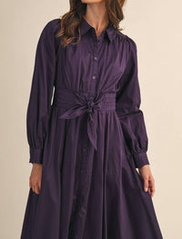 &Merci - Pintuck Waist Tie Front Midi Dress