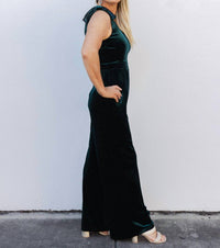 Entro - Standing Out Velvet V-neck Jumpsuit