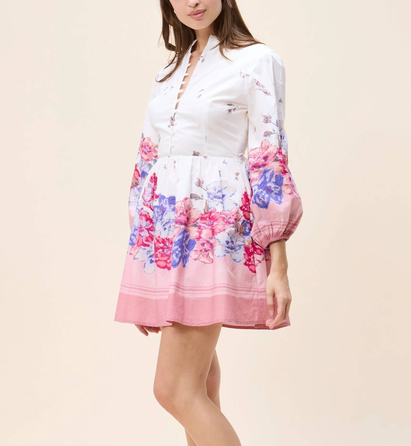 Cleobella Suvi Mini Dress in camellia - women's dress - detail view