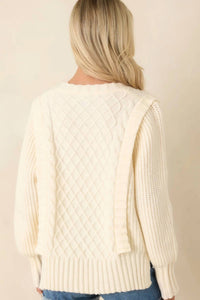 So Me Ruffle Cropped Sweater in beige - women's sweater - detail view