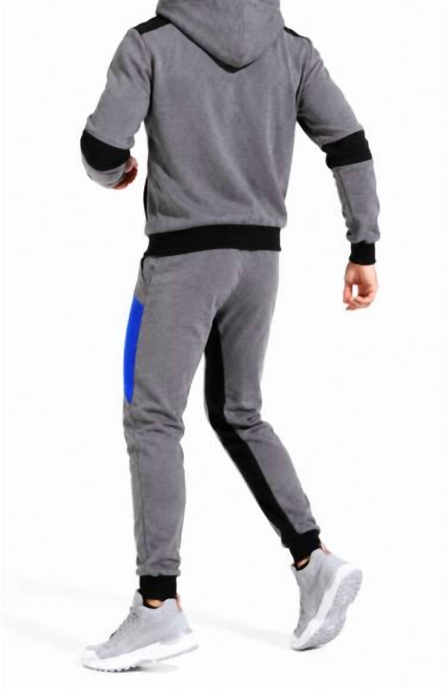 The Athletic Side Of Us The Builder Set – Organic Cotton Zip Hoodie & Tapered Sweatpants in gray - men's item - alternate view