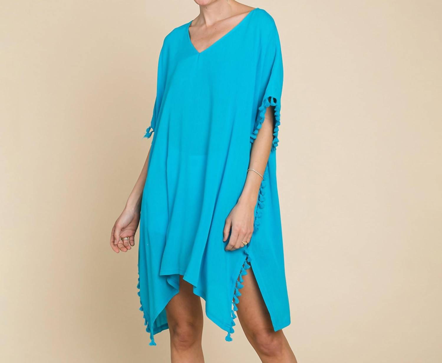Cotton Bleu - Tassel Trim Top